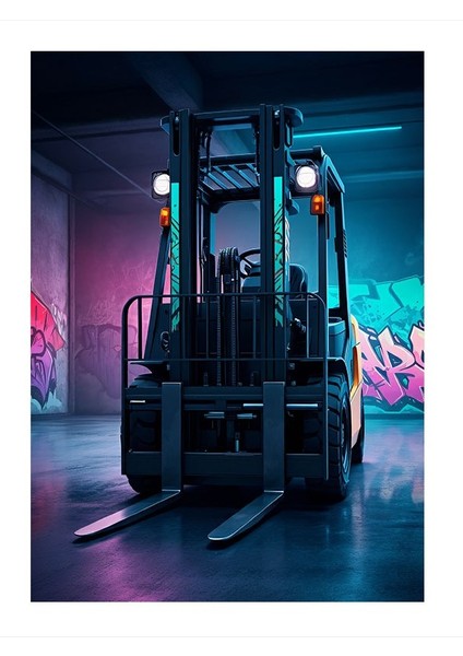 Sanatsal Forklift Tasarımı Hediyelik Mdf Tablo 25CMX 35CM