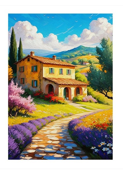 Toskana'da Güzel Bir Ev Modern Mdf Tablo 18CM x 27CM