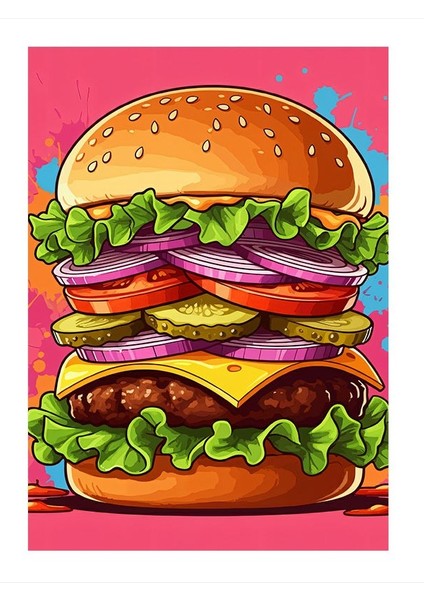 Hamburger Temalı Tasarım Mdf Tablo 35CM X50CM