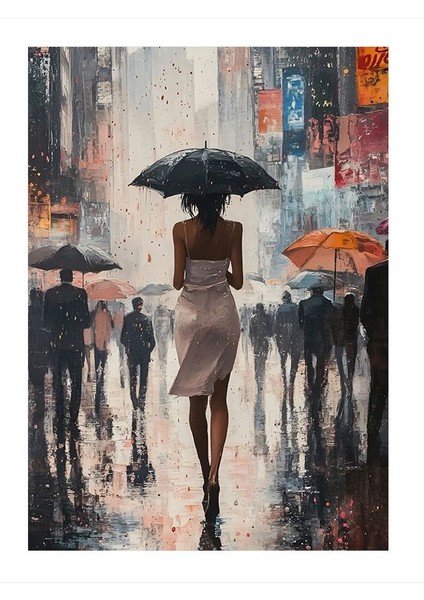 Yağmur Altında Romantizm Art Mdf Poster 35CM X50CM