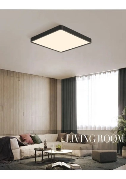 Tekno Trust 30X30 cm Büyük Boy 24W Siyah Kasa LED Panel Avize Armatür Salon Banyo Balkon Tuvalet ve Wc Lambası