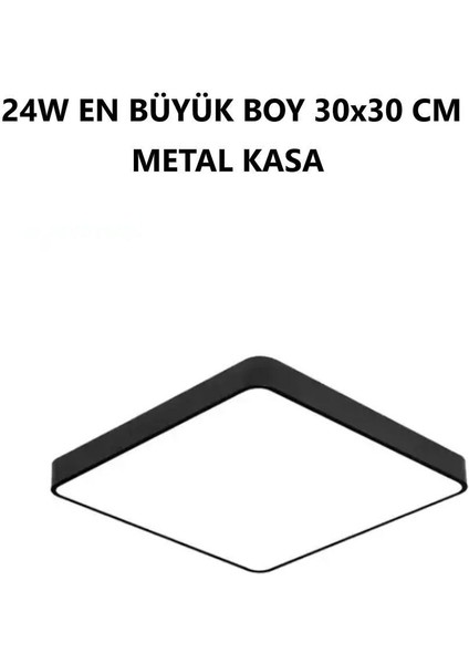 Tekno Trust 30X30 cm Büyük Boy 24W Siyah Kasa LED Panel Avize Armatür Salon Banyo Balkon Tuvalet ve Wc Lambası