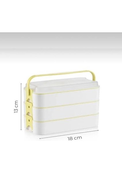 3 Katlı Taşınabilir Yemek Kabı – Lunch Box Diyet Beslenme Saklama Kabı Çatal Kaşıklı