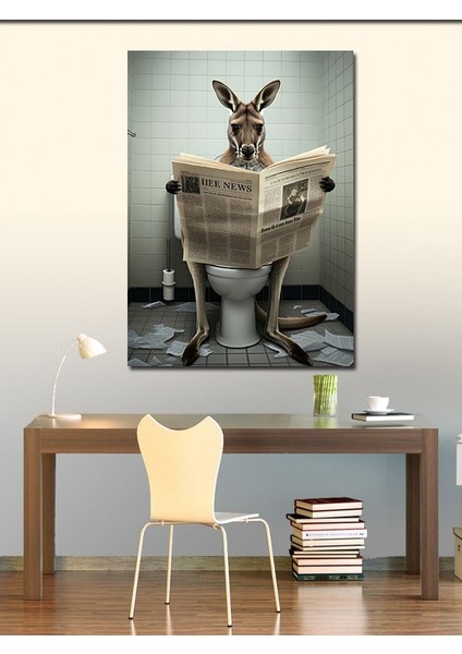 Kanvas Tablo Gazete Okuyan Kanguru Tuvalette fiyatları