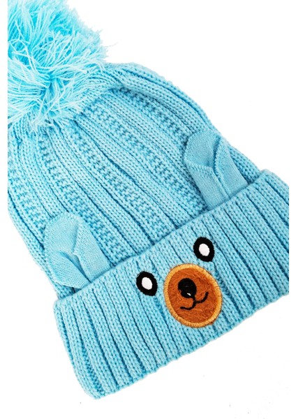 Yünlü Figürlü Ponponlu Çocuk Bere Mavi fiyatları