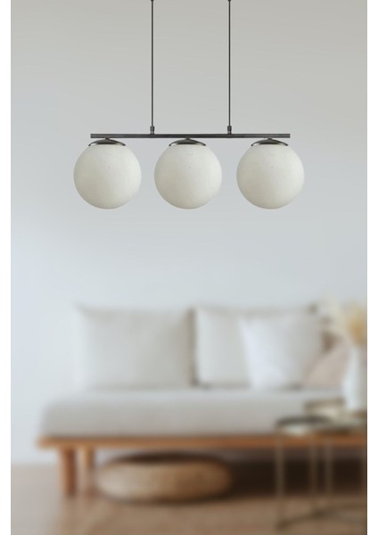 Modern 3’lü avize, metal malzeme, 96x74 cm, şık yemek masası üstü aydınlatması