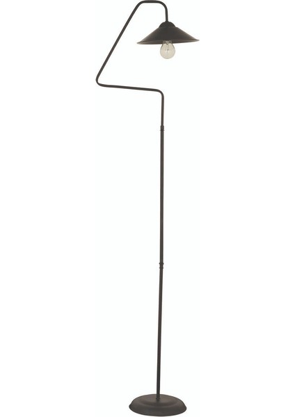 Şık Siyah Retro Metal Lambader, Cam Detaylı, Yükseklik 151-200 cm