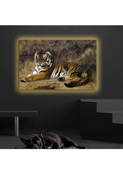 LED Işıklı Kanvas Tablo, 3D Dekoratif Baskılı Tablo Yapay Zeka Desteksli Hayvanlar 175