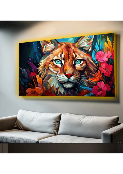 LED Işıklı Kanvas Tablo, 3D Dekoratif Baskılı Tablo Yapay Zeka Desteksli Hayvanlar 97