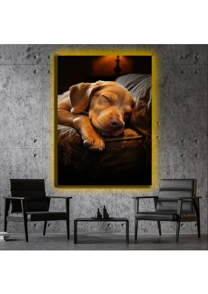 LED Işıklı Kanvas Tablo, 3D Dekoratif Baskılı Tablo Yapay Zeka Desteksli Hayvanlar 411