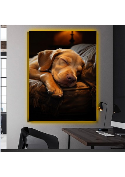 LED Işıklı Kanvas Tablo, 3D Dekoratif Baskılı Tablo Yapay Zeka Desteksli Hayvanlar 411
