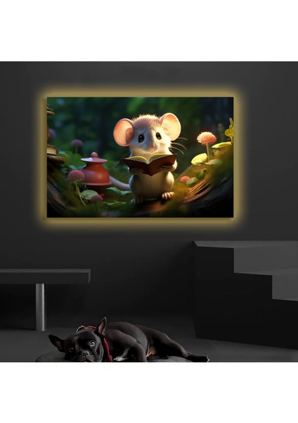 LED Işıklı Kanvas Tablo, 3D Dekoratif Baskılı Tablo Yapay Zeka Desteksli Hayvanlar 225