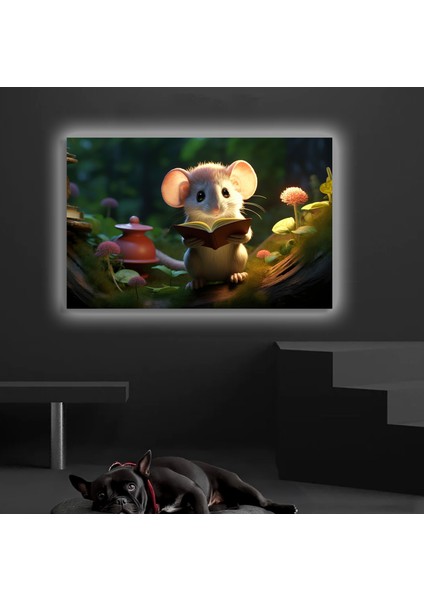 LED Işıklı Kanvas Tablo, 3D Dekoratif Baskılı Tablo Yapay Zeka Desteksli Hayvanlar 225