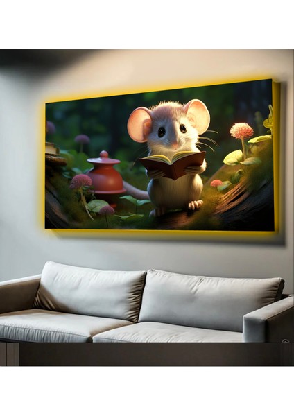 LED Işıklı Kanvas Tablo, 3D Dekoratif Baskılı Tablo Yapay Zeka Desteksli Hayvanlar 225