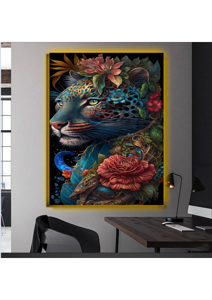 LED Işıklı Kanvas Tablo, 3D Dekoratif Baskılı Tablo Yapay Zeka Desteksli Hayvanlar 421