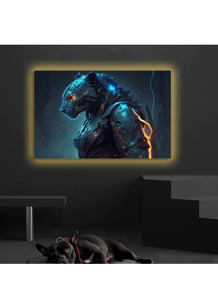 LED Işıklı Kanvas Tablo, 3D Dekoratif Baskılı Tablo Yapay Zeka Desteksli Hayvanlar 253