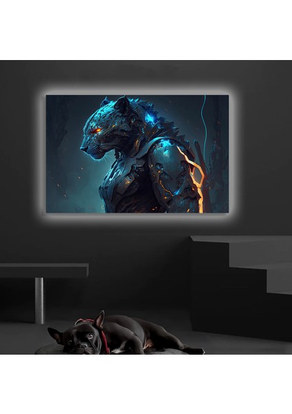 LED Işıklı Kanvas Tablo, 3D Dekoratif Baskılı Tablo Yapay Zeka Desteksli Hayvanlar 253