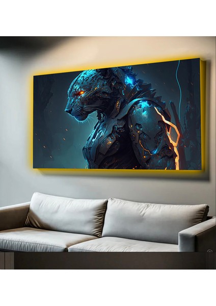 LED Işıklı Kanvas Tablo, 3D Dekoratif Baskılı Tablo Yapay Zeka Desteksli Hayvanlar 253