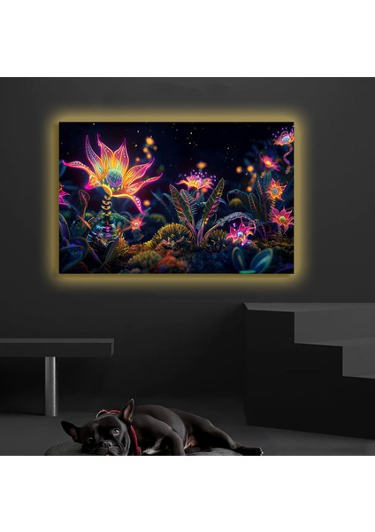 LED Işıklı Kanvas Tablo, 3D Dekoratif Baskılı Tablo Yapay Zeka Desteksli Hayvanlar 73