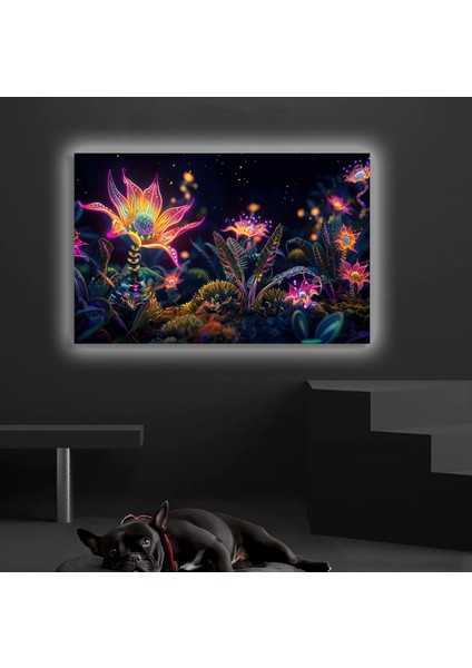 LED Işıklı Kanvas Tablo, 3D Dekoratif Baskılı Tablo Yapay Zeka Desteksli Hayvanlar 73