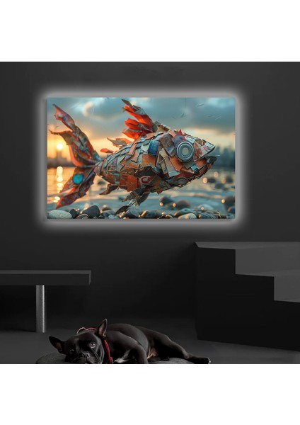 LED Işıklı Kanvas Tablo, 3D Dekoratif Baskılı Tablo Yapay Zeka Desteksli Hayvanlar 255