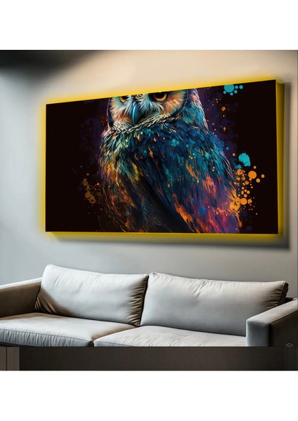 LED Işıklı Kanvas Tablo, 3D Dekoratif Baskılı Tablo Yapay Zeka Desteksli Hayvanlar 186