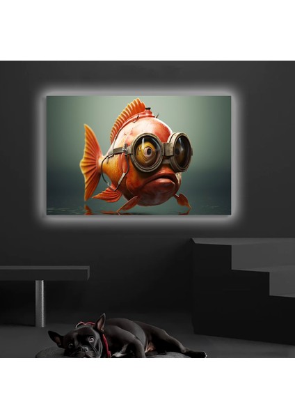 LED Işıklı Kanvas Tablo, 3D Dekoratif Baskılı Tablo Yapay Zeka Desteksli Hayvanlar 271