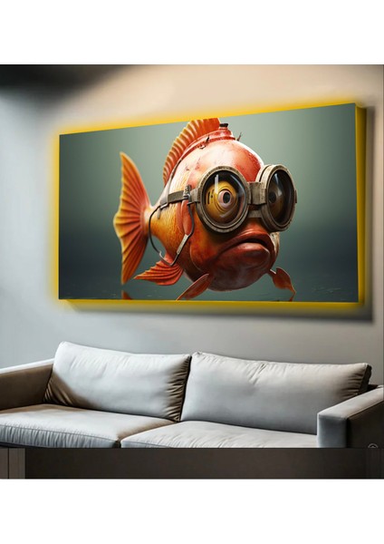 LED Işıklı Kanvas Tablo, 3D Dekoratif Baskılı Tablo Yapay Zeka Desteksli Hayvanlar 271