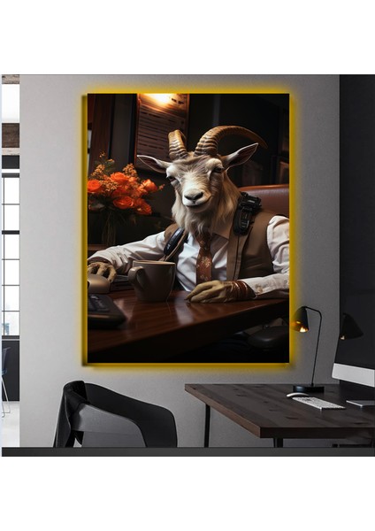 LED Işıklı Kanvas Tablo, 3D Dekoratif Baskılı Tablo Yapay Zeka Desteksli Hayvanlar 466