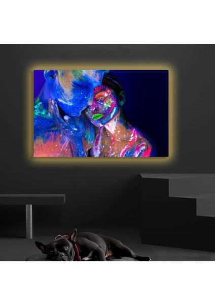 LED Işıklı Kanvas Tablo, 3D Dekoratif Baskılı Tablo Yapay Zeka Desteksli Hayvanlar 05