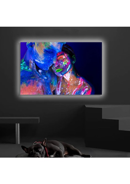 LED Işıklı Kanvas Tablo, 3D Dekoratif Baskılı Tablo Yapay Zeka Desteksli Hayvanlar 05