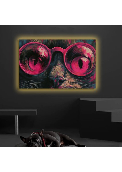LED Işıklı Kanvas Tablo, 3D Dekoratif Baskılı Tablo Yapay Zeka Desteksli Hayvanlar 70