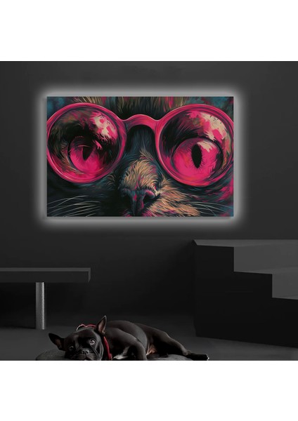 LED Işıklı Kanvas Tablo, 3D Dekoratif Baskılı Tablo Yapay Zeka Desteksli Hayvanlar 70