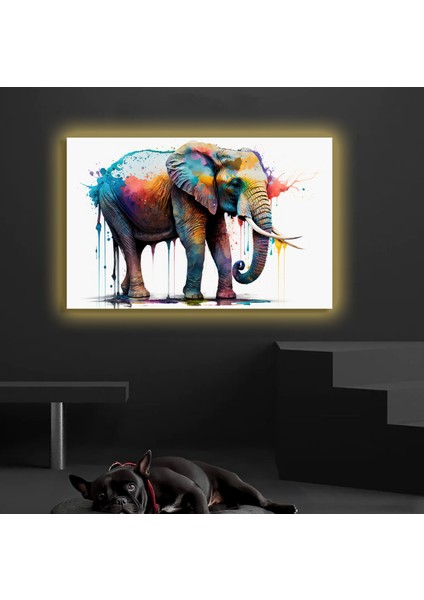 LED Işıklı Kanvas Tablo, 3D Dekoratif Baskılı Tablo Yapay Zeka Desteksli Hayvanlar 151
