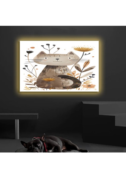 LED Işıklı Kanvas Tablo, 3D Dekoratif Baskılı Tablo Yapay Zeka Desteksli Hayvanlar 192