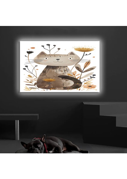 LED Işıklı Kanvas Tablo, 3D Dekoratif Baskılı Tablo Yapay Zeka Desteksli Hayvanlar 192