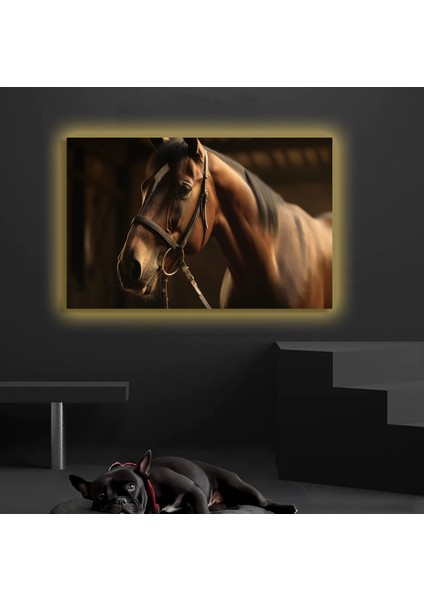 LED Işıklı Kanvas Tablo, 3D Dekoratif Baskılı Tablo Yapay Zeka Desteksli Hayvanlar 79