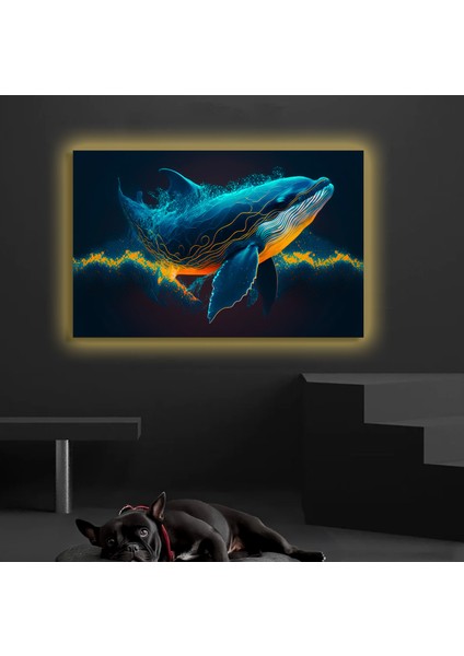 LED Işıklı Kanvas Tablo, 3D Dekoratif Baskılı Tablo Yapay Zeka Desteksli Hayvanlar 321