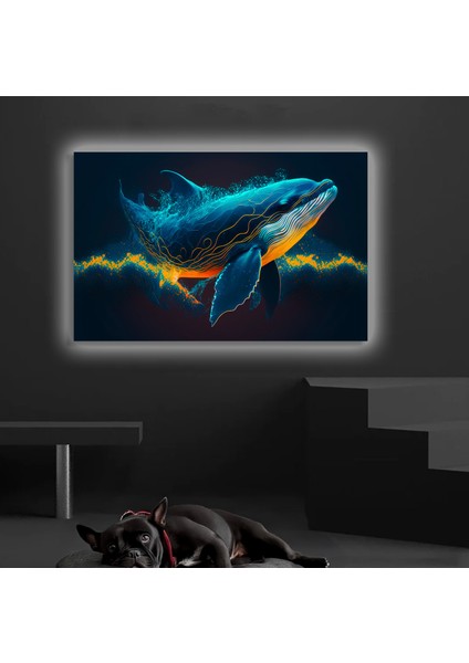 LED Işıklı Kanvas Tablo, 3D Dekoratif Baskılı Tablo Yapay Zeka Desteksli Hayvanlar 321