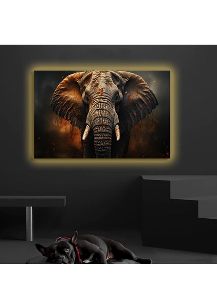 LED Işıklı Kanvas Tablo, 3D Dekoratif Baskılı Tablo Yapay Zeka Desteksli Hayvanlar 237