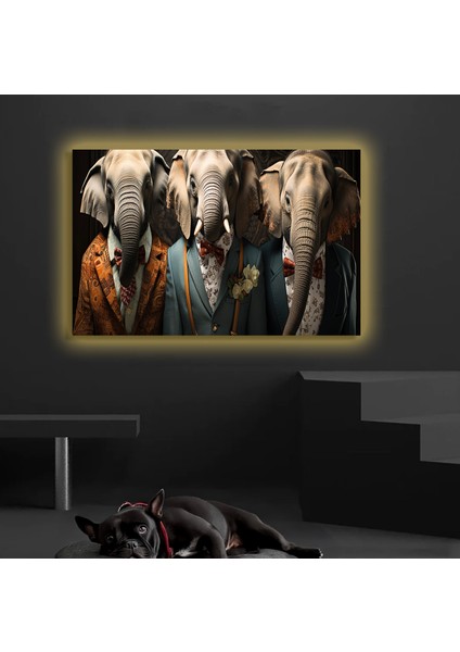 LED Işıklı Kanvas Tablo, 3D Dekoratif Baskılı Tablo Yapay Zeka Desteksli Hayvanlar 241