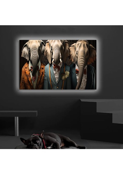 LED Işıklı Kanvas Tablo, 3D Dekoratif Baskılı Tablo Yapay Zeka Desteksli Hayvanlar 241