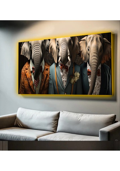 LED Işıklı Kanvas Tablo, 3D Dekoratif Baskılı Tablo Yapay Zeka Desteksli Hayvanlar 241