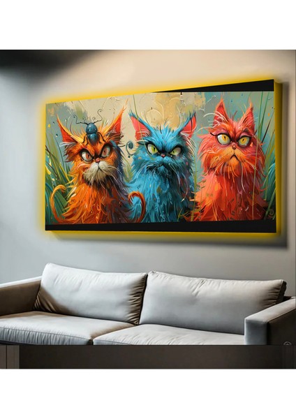 LED Işıklı Kanvas Tablo, 3D Dekoratif Baskılı Tablo Yapay Zeka Desteksli Hayvanlar 81