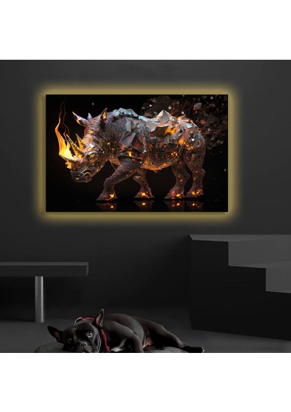 LED Işıklı Kanvas Tablo, 3D Dekoratif Baskılı Tablo Yapay Zeka Desteksli Hayvanlar 295