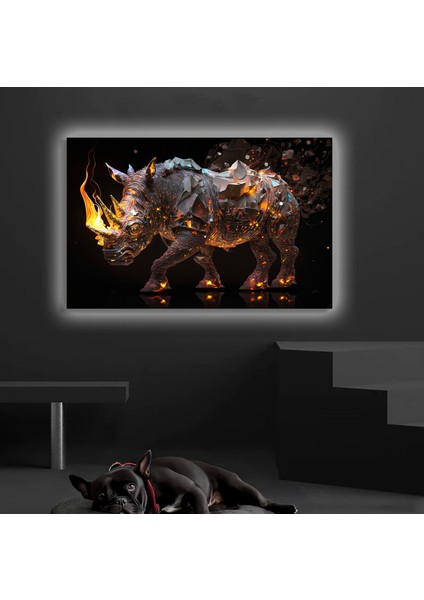 LED Işıklı Kanvas Tablo, 3D Dekoratif Baskılı Tablo Yapay Zeka Desteksli Hayvanlar 295