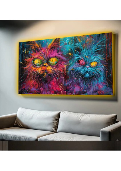 LED Işıklı Kanvas Tablo, 3D Dekoratif Baskılı Tablo Yapay Zeka Desteksli Hayvanlar 296