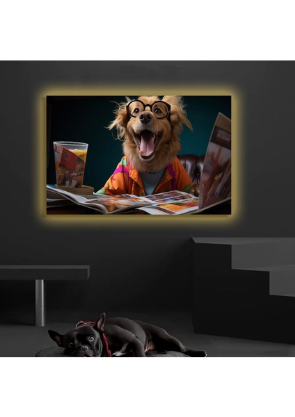 LED Işıklı Kanvas Tablo, 3D Dekoratif Baskılı Tablo Yapay Zeka Desteksli Hayvanlar 305