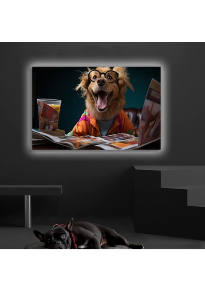 LED Işıklı Kanvas Tablo, 3D Dekoratif Baskılı Tablo Yapay Zeka Desteksli Hayvanlar 305