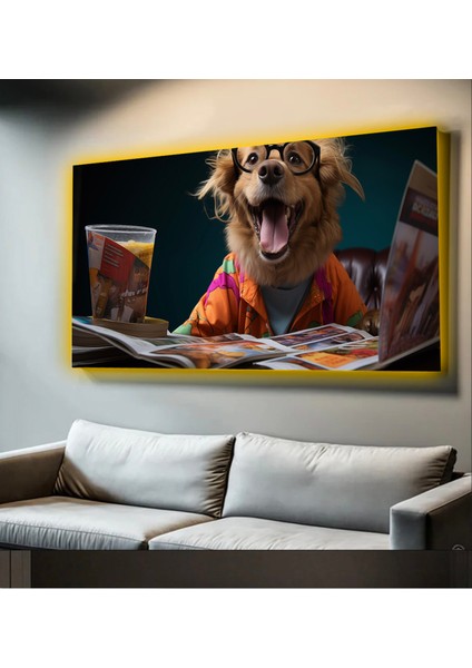 LED Işıklı Kanvas Tablo, 3D Dekoratif Baskılı Tablo Yapay Zeka Desteksli Hayvanlar 305